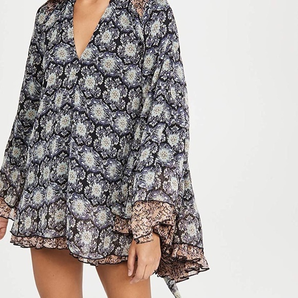 2X HOST PIC FREE PEOPLE GABI FLORAL PRINT TUNIC/DRESS BLACK MULTI KNOCKOUT PIECE - Picture 5 of 16